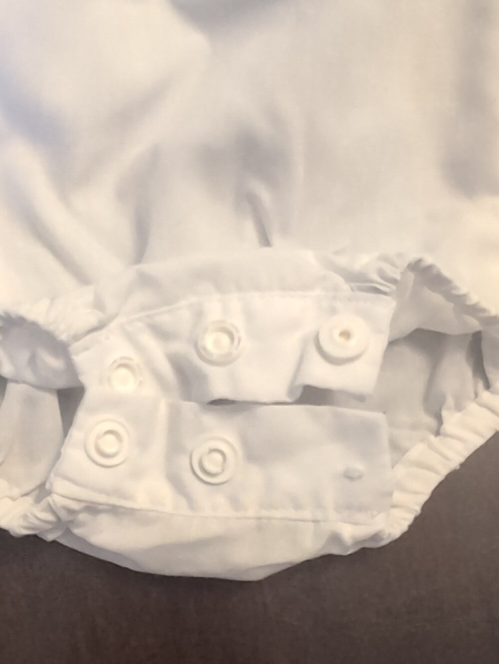 Monogrammed White Baby Bubble Romper with Navy K - Picture 5 of 5